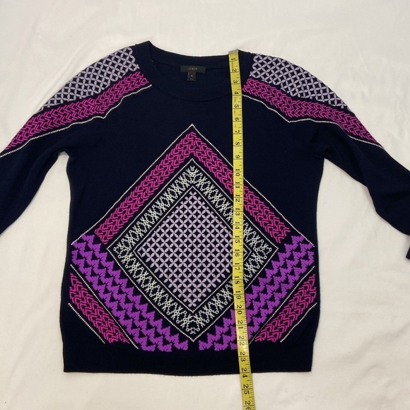 J.Crew Women’s Black or Blue /Multicolored Embroidered Sweater, Size-Small. - Picture 6 of 12